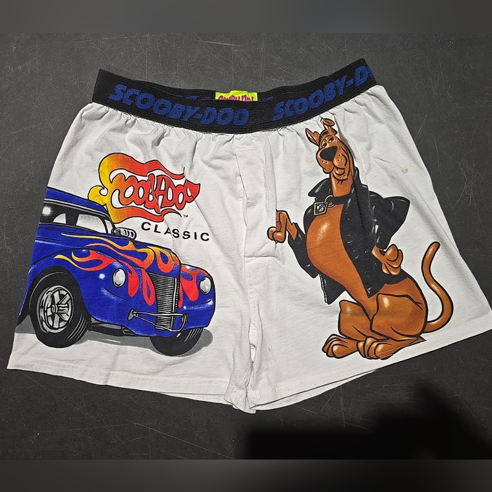 Vintage Y2K 100% Cotton Scooby Doo Boxer Shorts Hot Rod Cars Classic Sz Med Mens